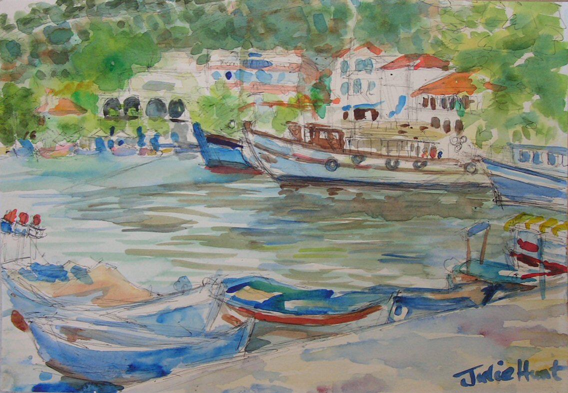 Watercolour - Thassos Harbour